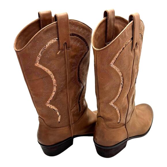 Reba Brown Genuine Leather Western Mid Calf Boots 9.5 M - Picture 10 of 13